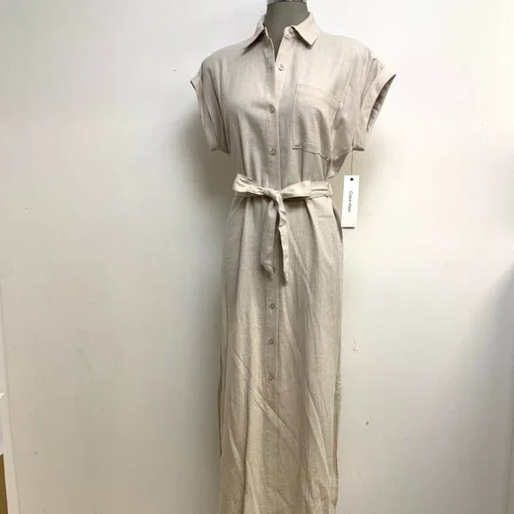 Calvin Klein | Dresses | Nwt Calvin Klein Elegant Linen Natural Short Sleeve Midi Shirt Dress Belted | Poshmark Calvin Klein | Dresses | Nwt Calvin Klein Elegant Linen Natural Short Sleeve Midi Shirt Dress Belted | Poshmark